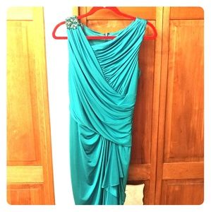 Tadashi Shoji; Green, Embellished One-Shoulder, Cocktail/Formal Dress; Size M